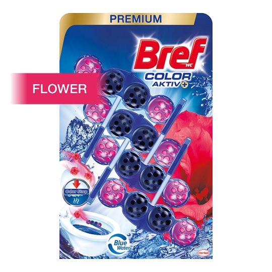 Bref Color Aktiv 4x50g Flower | Čistící, dezinf.prostř., dezodoranty - Přípravky na WC - Závěsy na WC a pissoárové kostky